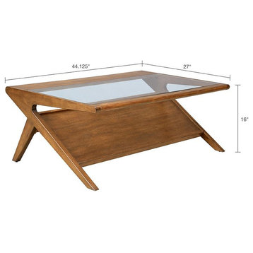 Rocket Pecan Coffee Table with Tempered Glass, Belen Kox