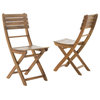 GDF Studio Vicaro Outdoor Natural Acacia Wood Foldable Dining Chairs, Set of 2
