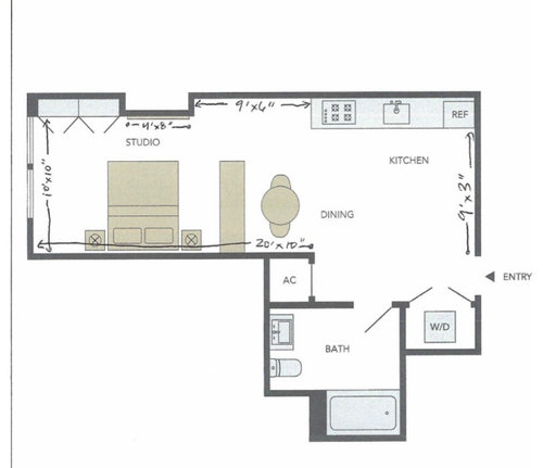 Studio apartment layout HELP!!