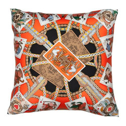 "Dame de Coeur A Vous L'Honneur" Herm&egrave;s Silk Scarf Pillow - Decorative Pillows