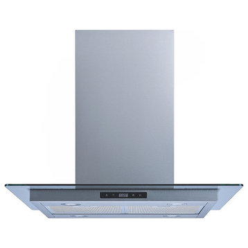 Winflo Convertible Island Range Hood, Stainless Steel and Glass, 475 CFM, 30"