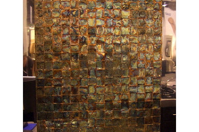 Inspiration for a craftsman kitchen remodel in New York with metallic backsplash