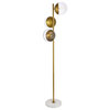 Midcentury Modern Brass And Clear 3-Light Floor Lamp