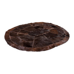 Cowhide Patchwork Area Rug Oval Brown Black Handmade Hair-on-Hide 6'2"x4'8" - Area Rugs