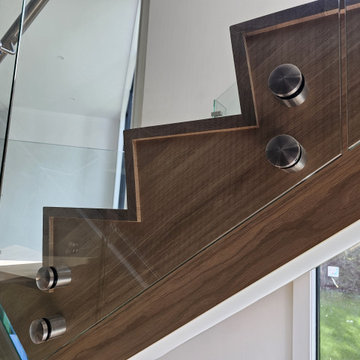 Project #129 | Modern White Oak Staircase with Slanted Risers