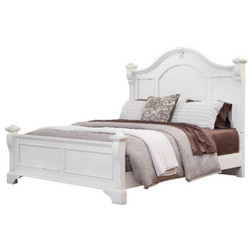 American Woodcrafters Heirloom Antique White Wood Queen Poster Bed