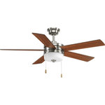 Progress Lighting - Verada 52" Ceiling Fan - This five-blade 54" Verada ceiling fan combines a frosted linen glass shade with a 17W LED source. Verada features a dual mount system and a three-speed pull chain fan switch, as well as an on/off pull chain switch to operate the light. LED light kit features a 3000K color temperature. Uses (1) 18-watt LED bulb (included).