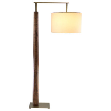 Altus - LED Floor Lamp, Distressed Brass, White Linen
