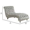 Benzara BM242078 Chaise With Nailhead Trim and Tufted Details, Gray