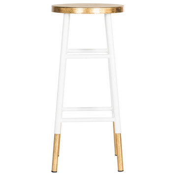 Liberty Dipped Gold Leaf White Bar Stool Set of 2