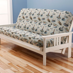 Monterey Antique White Futon Frame with Futon Mattress in Boat - Futon Frames