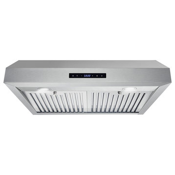 Cosmo 30" 380 CFM Under Cabinet Range Hood With Touch Screen, Permanent Filters