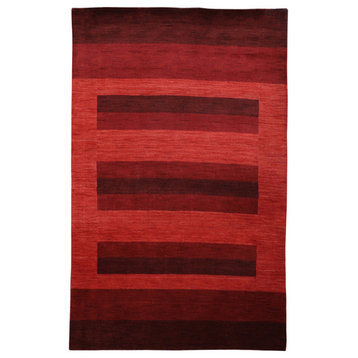 Hand Knotted Loom Wool Area Rug Contemporary Rust