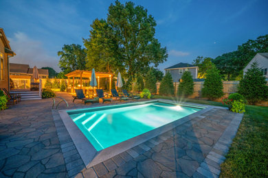 Example of a large backyard pool design in Boston