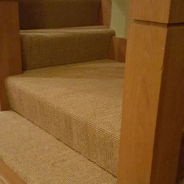 Installing Brown Carpet to Stairs