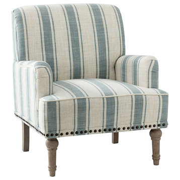 Comfy Living Room Armchair With Stripe Design, Blue