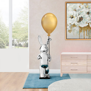 Bunny Balloon Chrome and Metallic Resin Sculpture, Gold