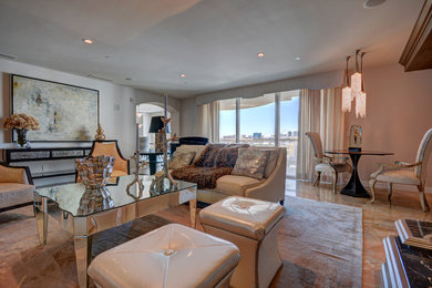 Large minimalist living room photo in Las Vegas