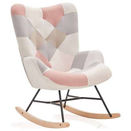 Paramount Colorful Unique Patchwork Multicolored Rocking Chair - Patchwork B