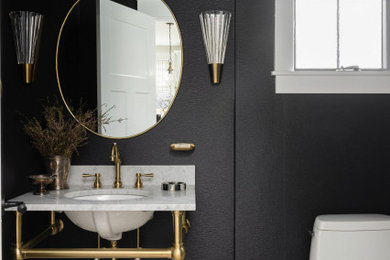 Example of a small minimalist powder room design in Seattle