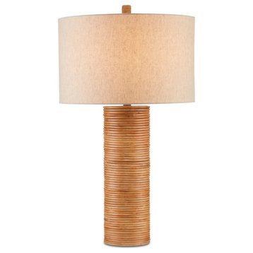 Salome One Light Table Lamp, Brass/Natural Rattan