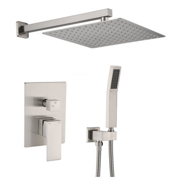 10"Wall Mounted Rainfall Shower System, Brushed Nickel