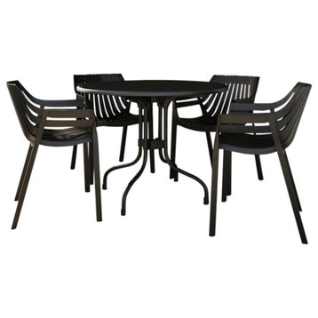 Chauncey Chairs and Delfino Table 5-Piece Set, Black