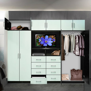 Aventa TV Wall Unit X-Tall - 10 Door Wardrobe Wall Unit for Bedrooms