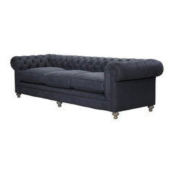 Bensington Linen Upholstered Sofa-Indigo - Sofas