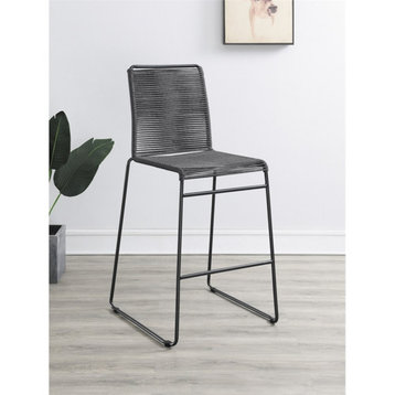 Pemberly Row Contemporary Metal Bar Stools with Footrest in Charcoal