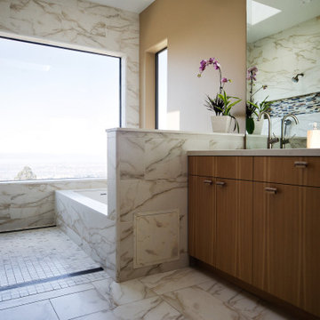 Minimalist Marble Master Bathroom