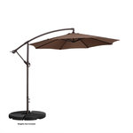 Villacera - Villacera 10' Patio Umbrella With 8 Steel Ribs Aluminum Pole Vertical Tilt Brown - Create a cool and comfortable spot to entertain guests under an attractive piece of outdoor decor that also provides quality sun protection with this 10  Offset Patio Umbrella, by Villacera. The easy to use hand-crank opens and closes the umbrella in seconds to block sunlight so you can relax in the shade during hot summer days. The convenient handle allows you to adjust the vertical tilt of the 10-foot canopy in 5 positions, providing UV protection where ever the sun is shining.  In addition, this umbrella includes a stable cross base and is made with durable steel for superior value while enduring heat, wind, and rain!  Simply crank the umbrella closed when not in use and use the built-in strap to secure it to the pole.
