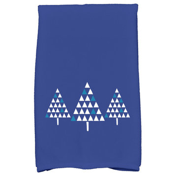 Trio of Trees Holiday Geometric Print Kitchen Towel, Royal Blue