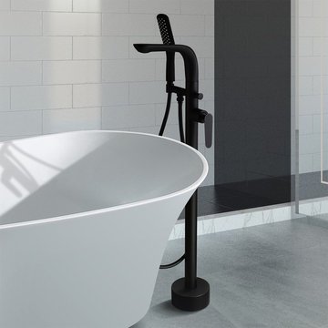 $269.99 Contemporary Freestanding Tub Filler Faucet Floor Mount with Handheld Sh
