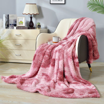 Ultra Soft Faux Fur Throw Blanket, Pink, 88" X 90"