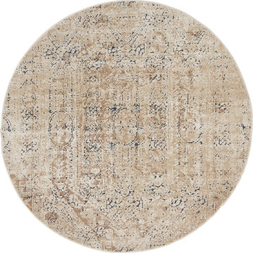 Unique Loom Beige Chateau Quincy 4' 0 x 4' 0 Round Rug