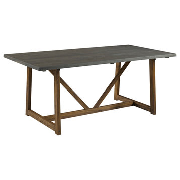 Brennan 72" Solid Wood Trestle Dining Table, Gray/ Brown