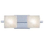 Besa Lighting - Besa Lighting 2WS-7873GL-LED-CR Paolo - 14.63" 10W 2 LED Bath Vanity - Contemporary Paolo enclosed half-cylinder design features handcrafted glass. This modern wall light offers flexible design potential for a variety of bath/vanity decorating schemes. Mount horizontally or vertically. ADA-Compliant. Our Opal glass is a soft white cased glass that can suit any classic or modern decor. Opal has a very tranquil glow that is pleasing in appearance. The smooth satin finish on the clear outer layer is a result of an extensive etching process. This blown glass is handcrafted by a skilled artisan, utilizing century-old techniques passed down from generation to generation. The vanity fixture is equipped with plated steel square lamp holders mounted to linear rectangular tubing, and a low profile square canopy cover. These stylish and functional luminaries are offered in a beautiful Chrome finish.  Mounting Direction: Horizontal/Vertical  Shade Included: TRUE  Dimable: TRUE  Color Temperature:   Lumens: 450  CRI: +  Rated Life: 25000 HoursPaolo 14.63" 10W 2 LED Bath Vanity Chrome Glitter GlassUL: Suitable for damp locations, *Energy Star Qualified: n/a  *ADA Certified: YES *Number of Lights: Lamp: 2-*Wattage:5w LED bulb(s) *Bulb Included:Yes *Bulb Type:LED *Finish Type:Chrome