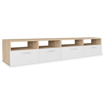 vidaXL TV Stands TV Console Sideboard Unit 2 Pcs Engineered Wood Oak and White