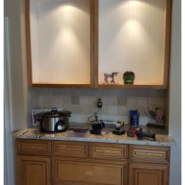 Arnold White Painted Kitchen Cabinets with Pinstripe