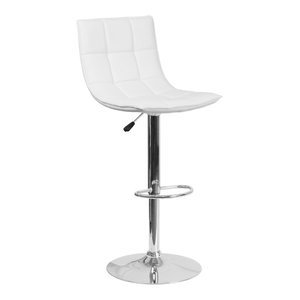 Black Quilted Vinyl Adjustable Height Bar Stool with Arms /& Chrome Base