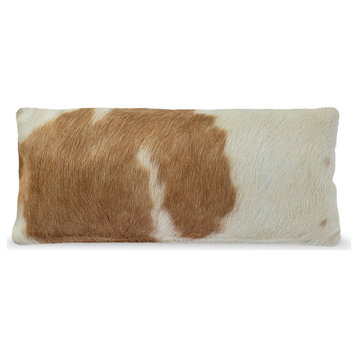 Brown & White Cowhide Pillow Cover 7" x 15"