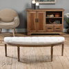 Off White Demilune Bench, Tufted Solid Wood