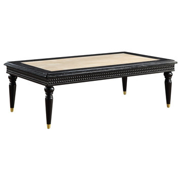 Tayden Coffee Table WithMarble Top, Marble Top and Black Finish