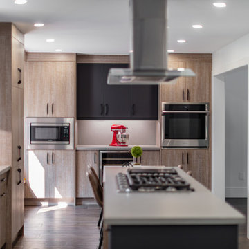 Contemporary two tone Kitchen Wood and Matte Black Acryl