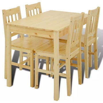 vidaXL Dining Table and Chair Dining Set Dinner Table with 4 Chairs Natural