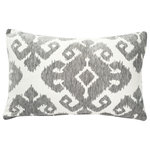 Pillow Decor - Insignia Gray Outdoor Throw Pillow 12x19 - The Insignia Gray Outdoor Throw Pillow in a sleek 12"x19" size is skillfully crafted from 100% Sunbrella acrylic fabric from Maxwell Fabrics. This remarkable pillow features a soft, medium-gray chenille yarn intricately woven into an off-white background, creating a captivating interplay of textures and depth. Designed to seamlessly complement both indoor and outdoor settings, these sophisticated patterned pillows offer the perfect combination of indoor styling with the trusted weather and fade-resistance of Sunbrella fabric.FEATURES: