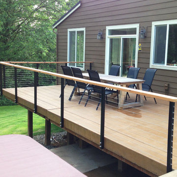 Black Aluminum Posts, Cable Infill, & Customer-Supplied Top Rail in Yacolt, WA