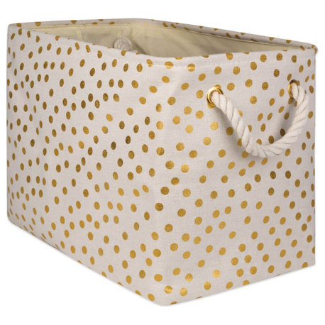 DII Polyester Bin Dots Gold Rectangle Medium