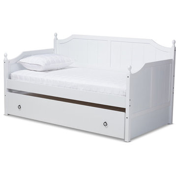 Millie Cottage Farmhouse Daybed with Trundle - White, Twin